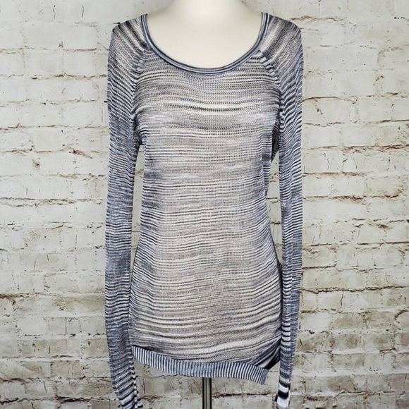 Rock&republic Space Dye Moto Bandit Black/White Sheer Sweater NWT - Picture 3 of 7